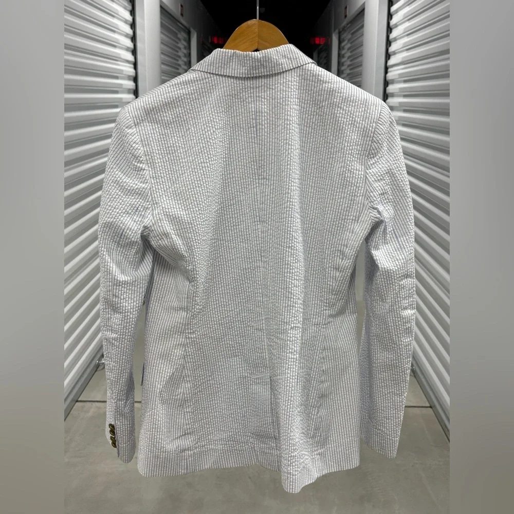 Polo by Ralph Lauren Women’s White and Blue Seersucker Striped Blazer - Picture 10 of 10